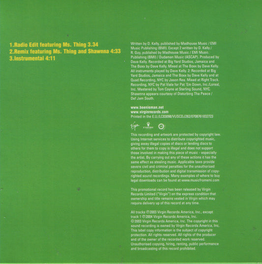 Beenie Man : Dude (CD, Single, Promo, Car)