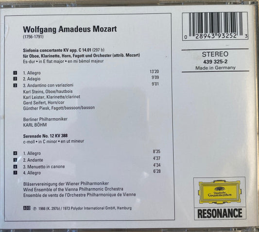 Wolfgang Amadeus Mozart : Sinfonia Concertante - Serenade Nr. 12 (CD, Comp)