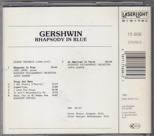 George Gershwin / The Budapest Philharmonic Orchestra / Budapest Strings / Jenö Jandó / Janos Sandor : Rhapsody In Blue (CD, Album)
