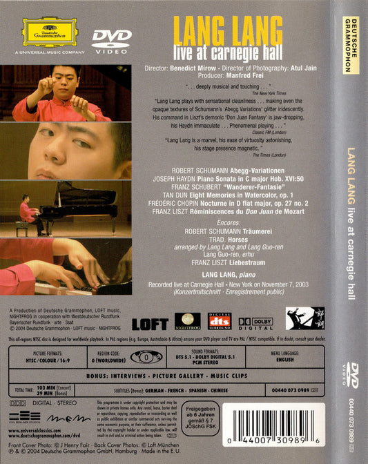 Lang Lang : Live At Carnegie Hall (DVD-V, NTSC)