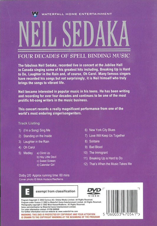 Neil Sedaka : Live In Concert At The Jubilee Hall (DVD-V, NTS)