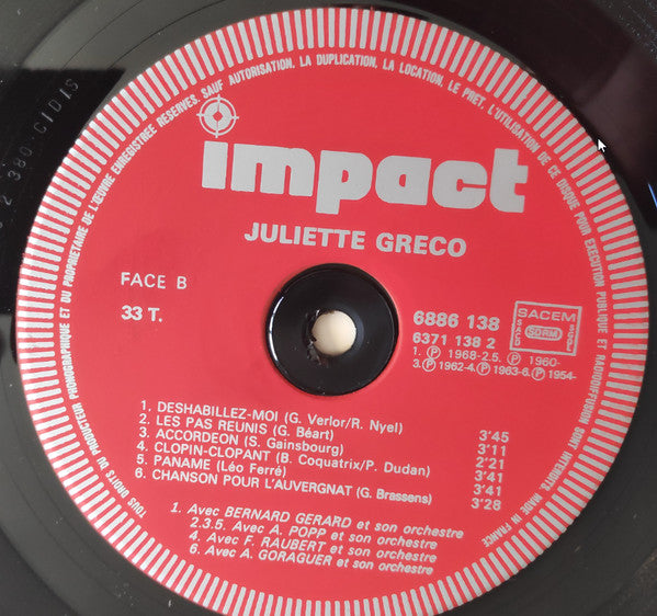 Juliette Gréco : Juliette Greco (LP, Comp, RE, Red)