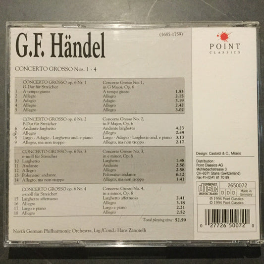 Georg Friedrich Händel - Hans Zanotelli (2) / Norddeutsche Philharmonie : Concerto Grosso No. 1-4 (CD, Album)