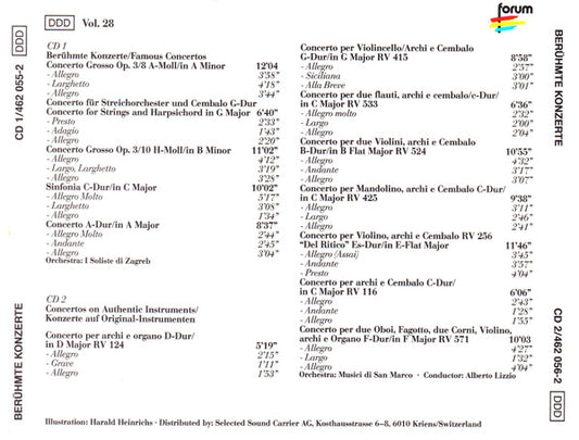 Antonio Vivaldi, Musici Di San Marco, Alberto Lizzio : Berühmte Konzerte - Famous Concertos (2xCD, Album, Comp)