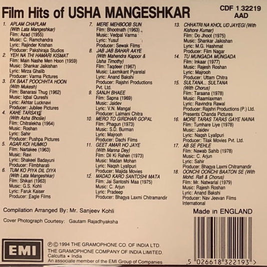 Usha Mangeshkar : Film Hits Of Usha Mangeshkar (CD, Comp)