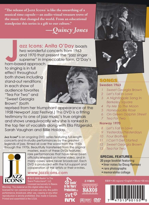 Anita O'Day : Live In '63 & '70 (DVD-V, Mono, B&W)