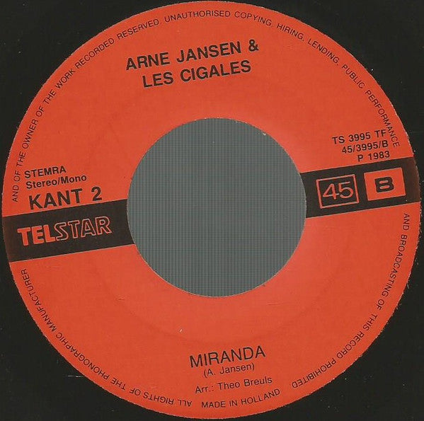 Arne Jansen & Les Cigales : Als 'n Meeuw In De Wind (7", Single)