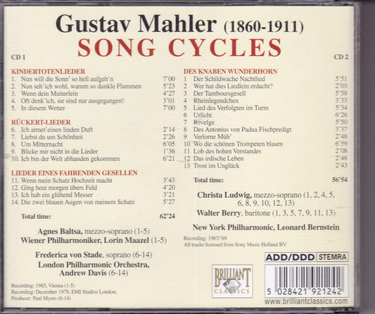 Gustav Mahler : Song Cycles (2xCD, Comp)