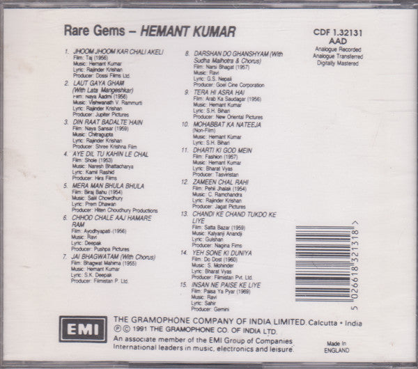 Hemant Kumar : Rare Gems (CD, Comp)