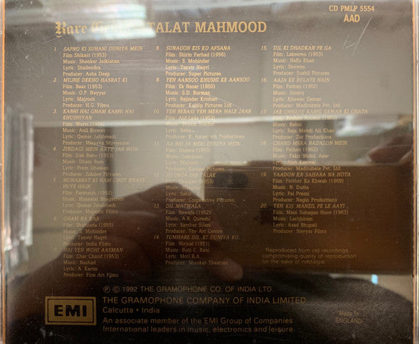 Talat Mahmood : Rare Gems (CD, Comp)
