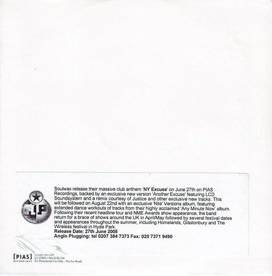 Soulwax : NY Excuse (CD, Single, Promo)