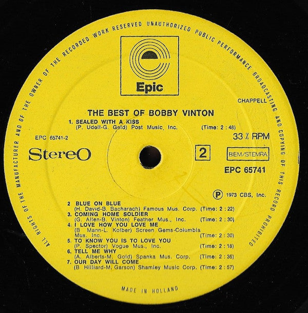 Bobby Vinton : The Best Of Bobby Vinton (LP, Comp)