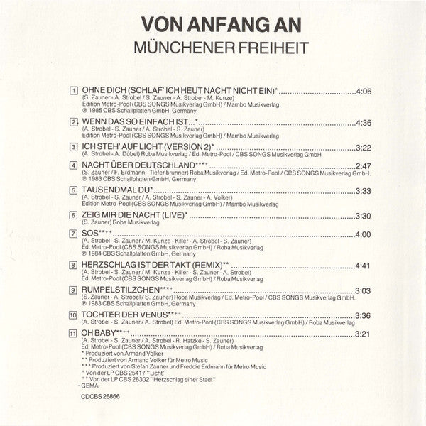 Münchener Freiheit : Von Anfang An (CD, Comp, RP)