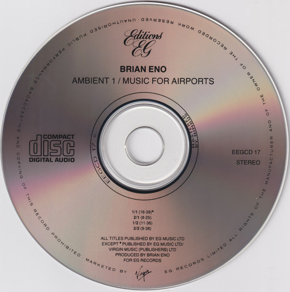 Brian Eno : Ambient 1 (Music For Airports) (CD, Album, RE)