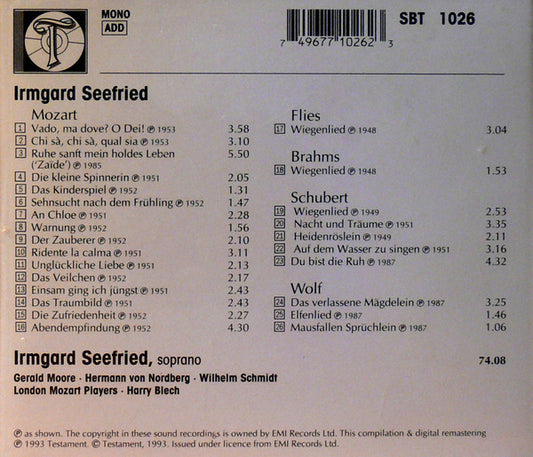 Irmgard Seefried : Mozart . Flies . Brahms . Schubert . Wolf (CD, Comp, RE)