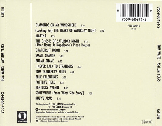 Tom Waits : Asylum Years (CD, Comp, RE, RM)