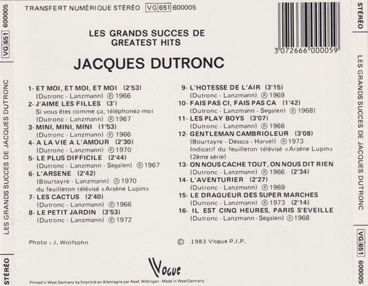 Jacques Dutronc : Les Grands Succès De Jacques Dutronc (CD, Comp)