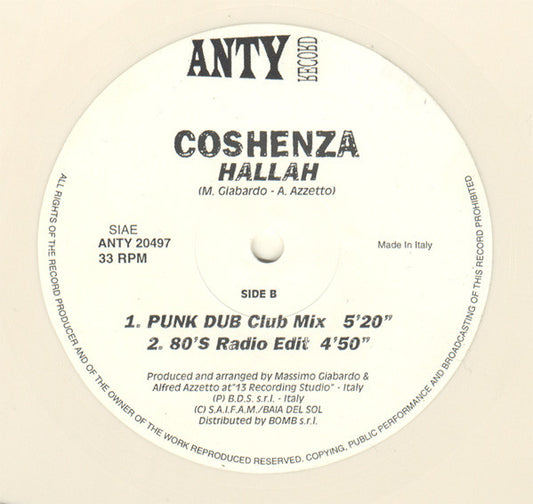 Coshenza : Hallah (12", Whi)
