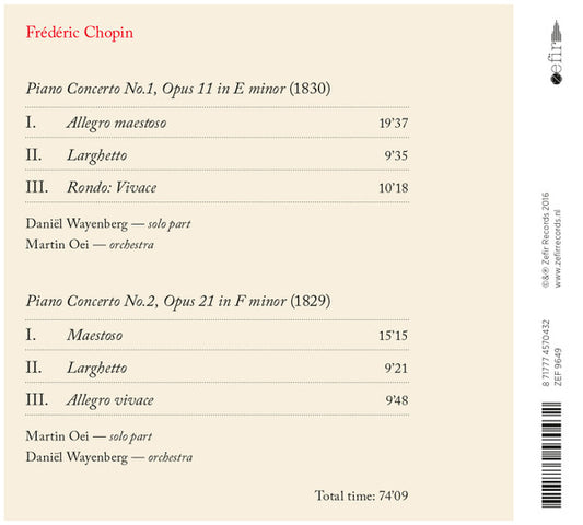 Daniel Wayenberg, Martin Oei - Frédéric Chopin : A Deux (CD, Album)