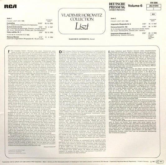 Vladimir Horowitz : Liszt (LP, Mono, RE)