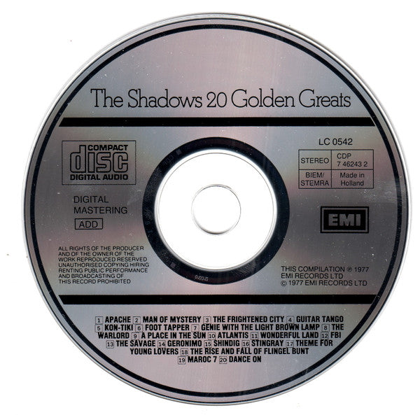 The Shadows : 20 Golden Greats (CD, Comp, RE)