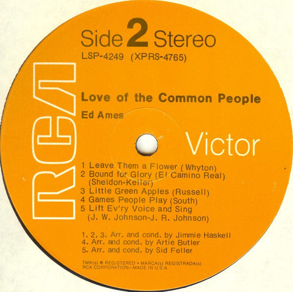Ed Ames : Love Of The Common People (LP, Album, Ind)