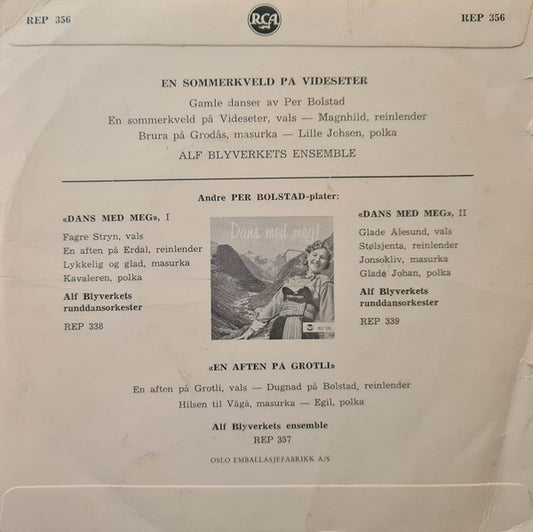 Alf Blyverkets Ensemble : En Sommerkveld På Videseter (7", EP)