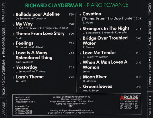Richard Clayderman : Piano Romance (CD, Comp)