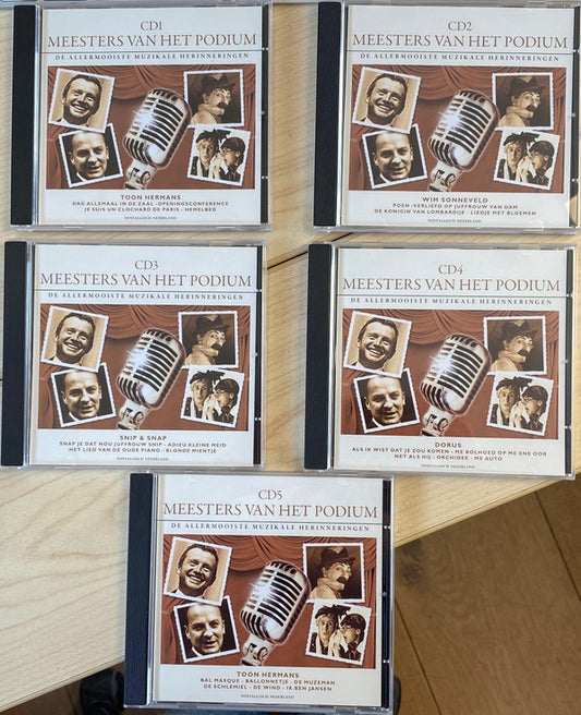 Various, Toon Hermans, Wim Sonneveld, Snip & Snap, Dorus : Meesters Van Het Podium (5xCD, Comp)