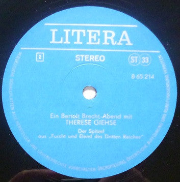 Bertolt Brecht / Therese Giehse : Ein Bertolt Brecht Abend Mit Therese Giehse 2. Folge (LP)