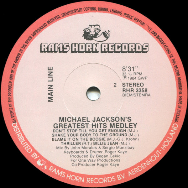 Main Line : Michael Jackson's Greatest Hits Medley (12", Single)