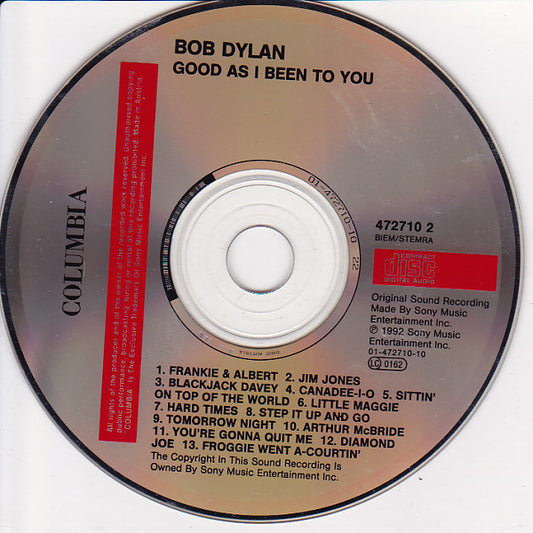 Bob Dylan : Good As I Been To You (CD, Album)