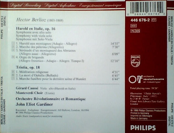 Hector Berlioz, Gérard Caussé, The Monteverdi Choir, Orchestre Révolutionnaire Et Romantique, John Eliot Gardiner : Harold En Italie / Tristia (CD, Album, RE)