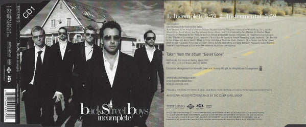 Backstreet Boys : Incomplete (CD, Single, CD1)