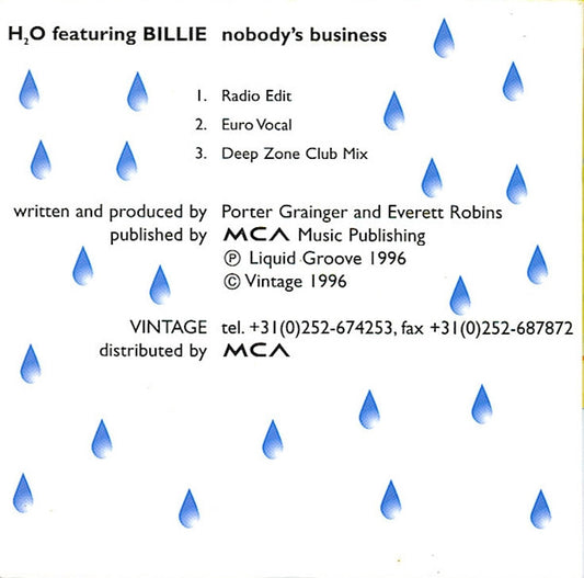 H2O featuring Billie : Nobody's Business (CD, Single)