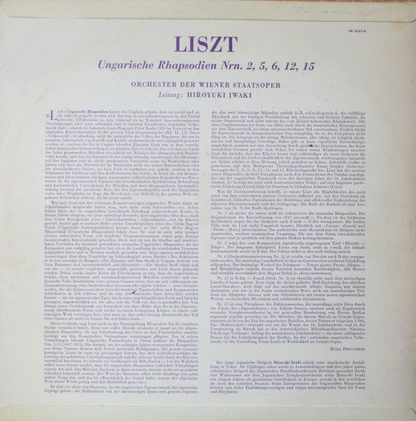 Franz Liszt, Orchester Der Wiener Staatsoper, Hiroyuki Iwaki : Ungarische Rhapsodien Nrn. 2, 5, 6, 12, 15 (LP, Mono)