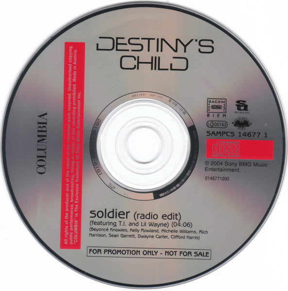 Destiny's Child : Soldier (CD, Single, Promo)