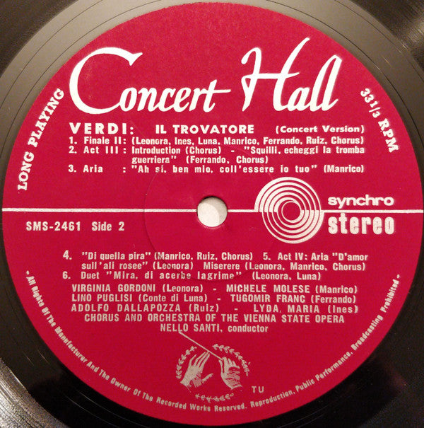 Giuseppe Verdi — Wiener Staatsopernchor Und Orchester Der Wiener Staatsoper, Nello Santi : Der Troubadour (Konzertfassung) (LP)