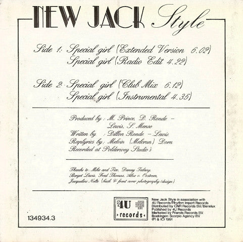 New Jack Style : Special Girl (CD, Single)