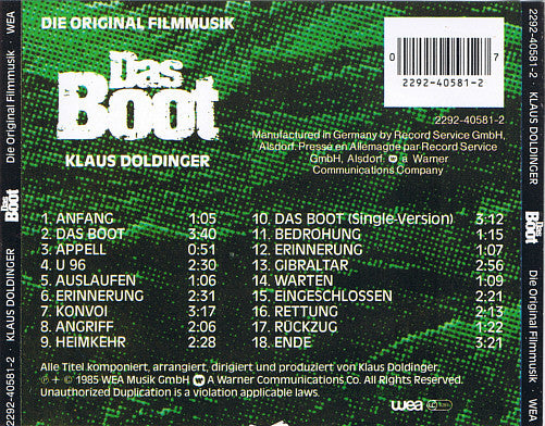 Klaus Doldinger : (Die Original Filmmusik) Das Boot (CD, Album, Pre)