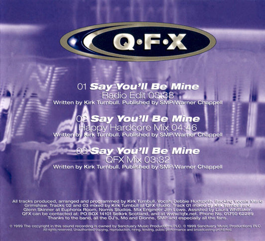 QFX : Say You'll Be Mine (CD, Single)
