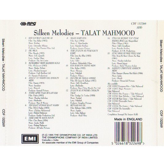 Talat Mahmood : Silken Melodies (CD, Comp)