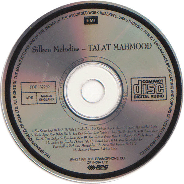Talat Mahmood : Silken Melodies (CD, Comp)