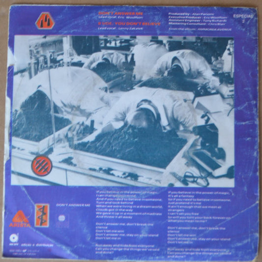 The Alan Parsons Project : Don't Answer Me (7", Promo)