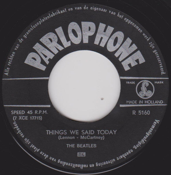 The Beatles : A Hard Day's Night / Things We Said Today (7", Single, Mono, Red)