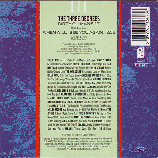 The Three Degrees : Dirty Ol' Man / When Will I See You Again (CD, Mini, Single)