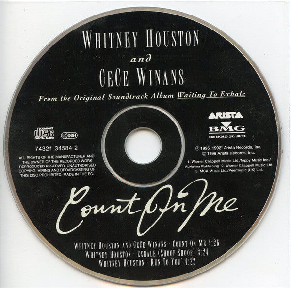 Whitney Houston & CeCe Winans : Count On Me (CD, Single)