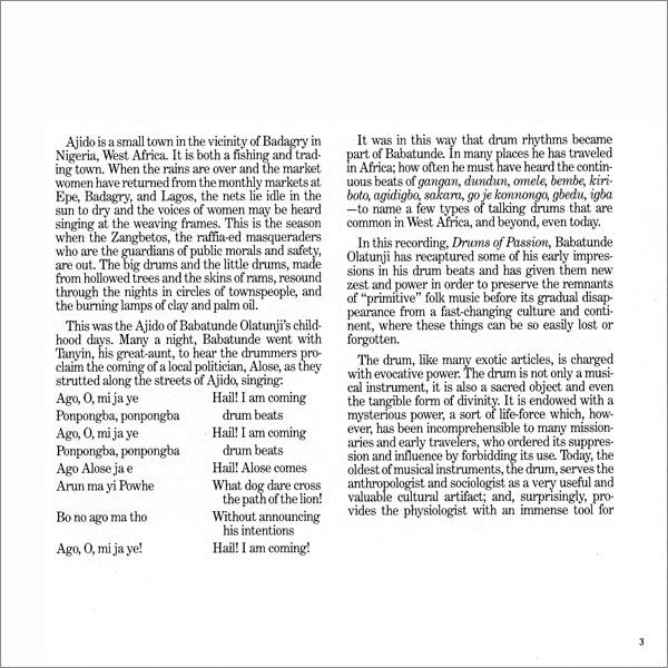 Babatunde Olatunji : Drums Of Passion (CD, Album, RE)