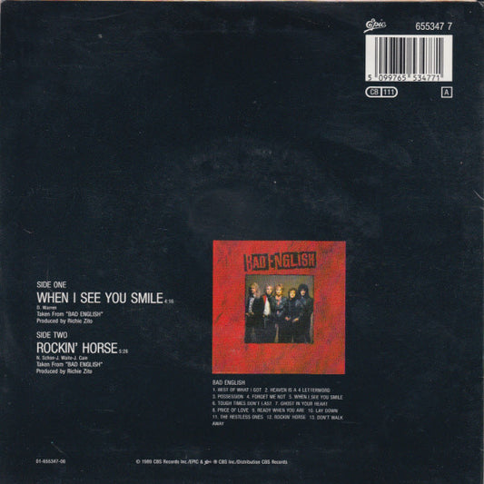 Bad English : When I See You Smile (7", Single)