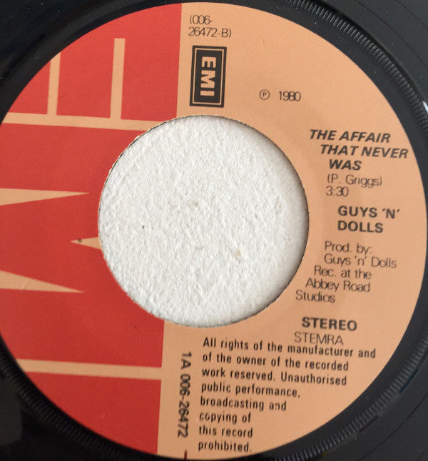 Guys 'n Dolls : Our Song (7", Single)